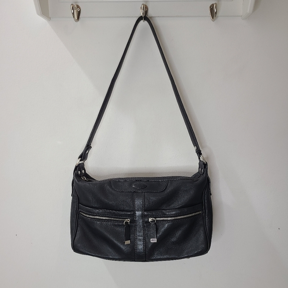 TOD'S Black Miky Genuine Leather Shoulder Bag Handcrafted in Italy - Picture 3 of 16